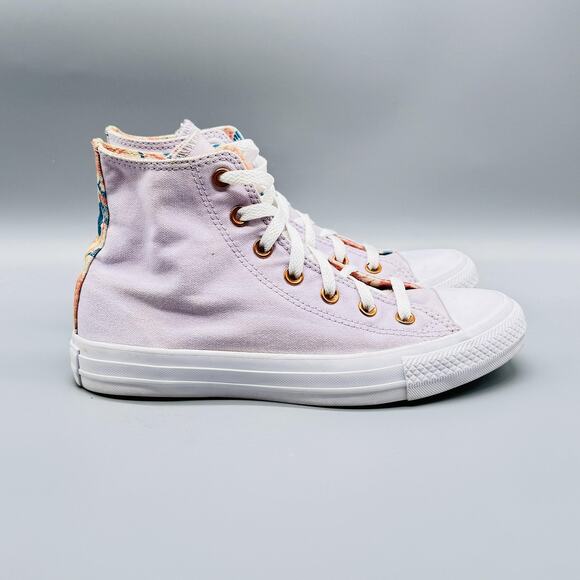 Converse Shoes Womens 8 Purple High Top Chuck Taylor Floral Pride Canvas